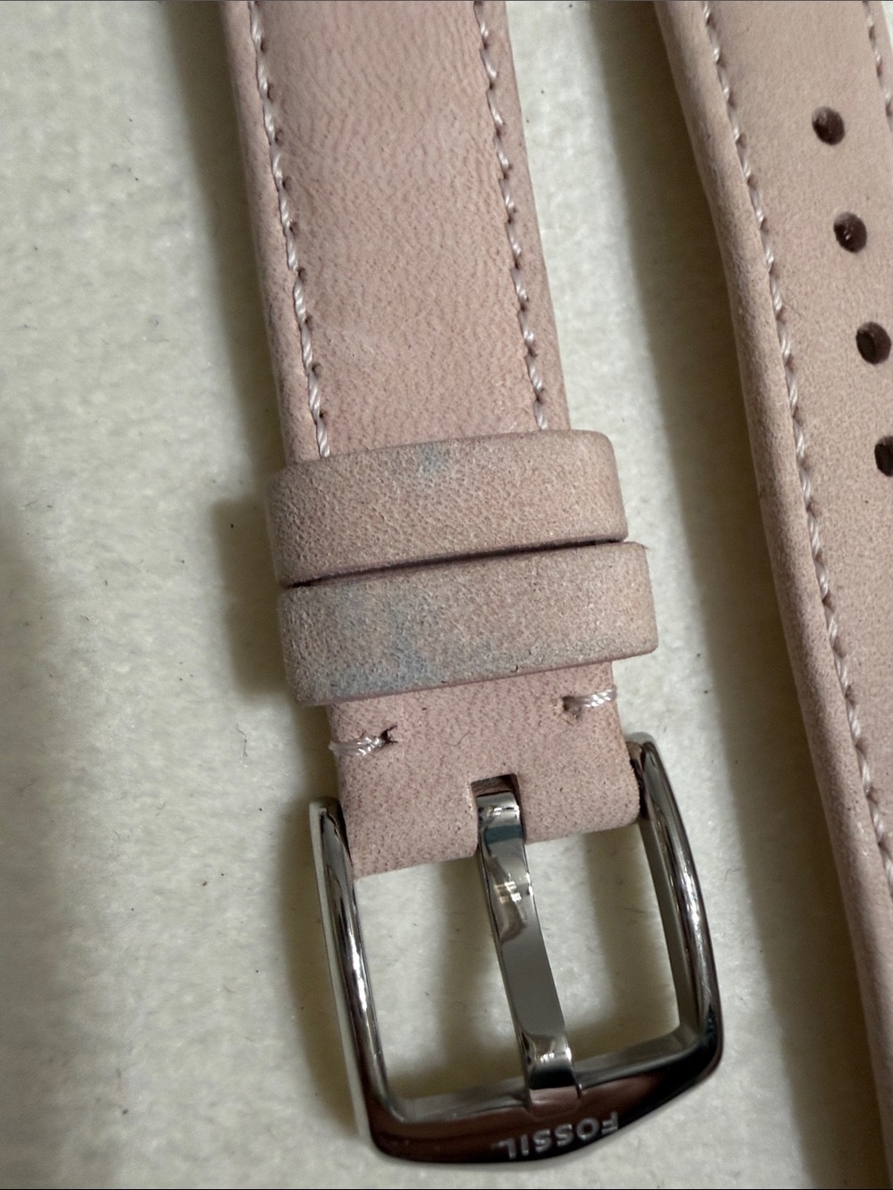 16mmFossil Blush Pink Leather Watch Strap - Picture 2 of 5